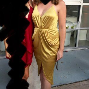 AKIRA Black Label Yellow Midi Cocktail Dress